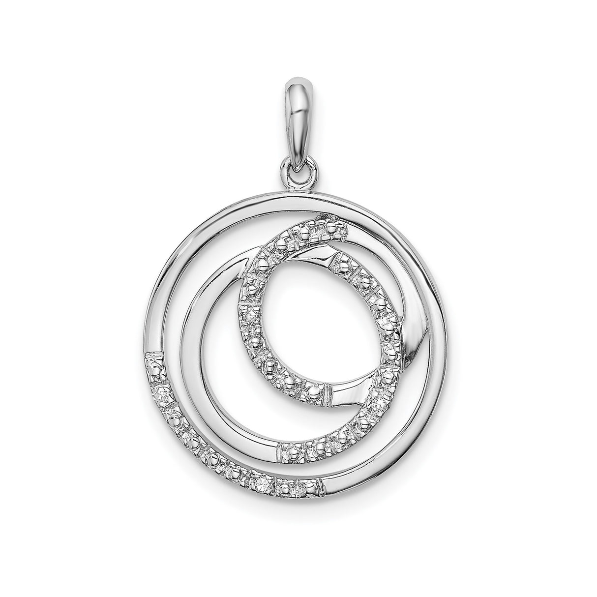 Sterling Silver Pendant with Cubic Zirconia, Interlocking Circle Design for Women