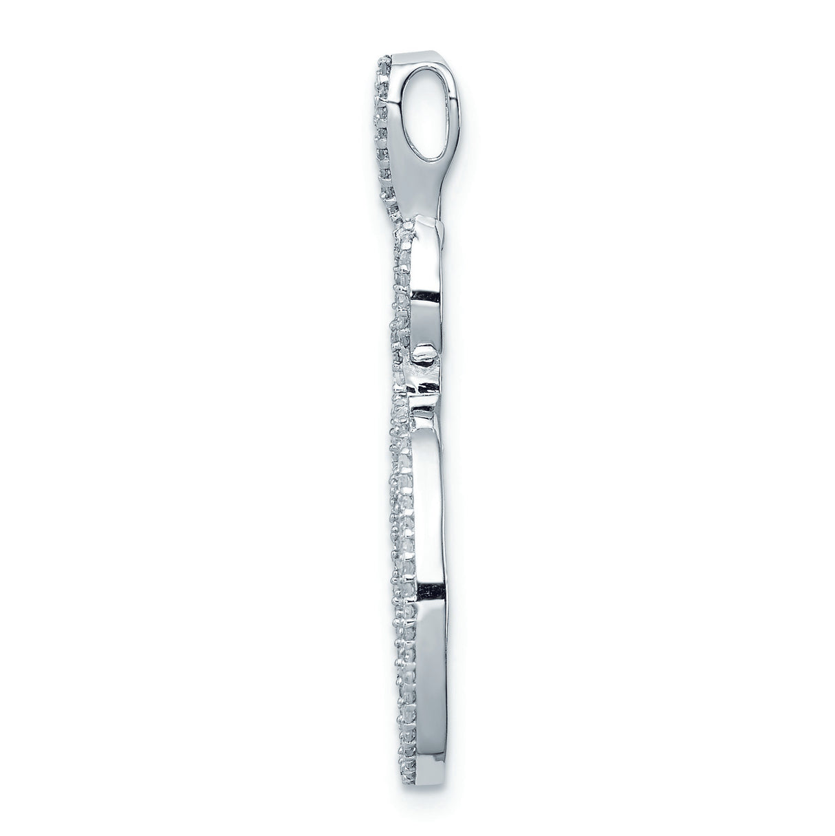 Sterling Silver Pendant with Interlocking Oval Loops and Cubic Zirconia Accent