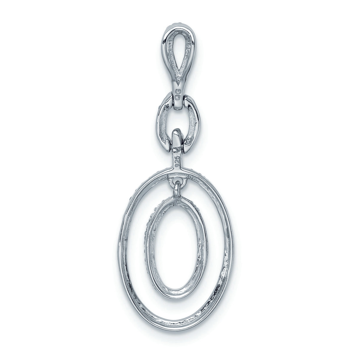 Sterling Silver Pendant with Interlocking Oval Loops and Cubic Zirconia Accent
