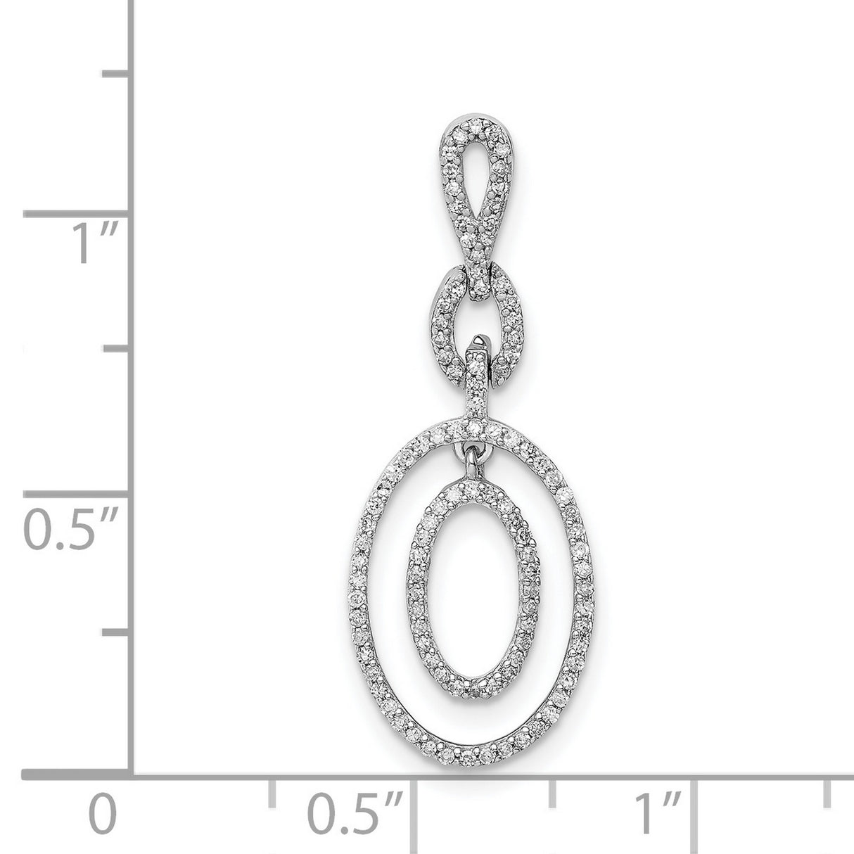 Sterling Silver Pendant with Interlocking Oval Loops and Cubic Zirconia Accent