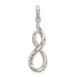 Sterling Silver Infinity Pendant with Cubic Zirconia, Twisted Open Loop Design, Symbolic Jewelry