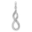 Sterling Silver Infinity Pendant with Cubic Zirconia, Twisted Open Loop Design, Symbolic Jewelry