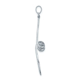 Sterling Silver Wave Pendant with Diamond Accents, Abstract Curved Lines, Modern Minimalist Design