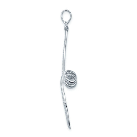 Sterling Silver Wave Pendant with Diamond Accents, Abstract Curved Lines, Modern Minimalist Design