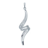 Sterling Silver Wave Pendant with Diamond Accents, Abstract Curved Lines, Modern Minimalist Design