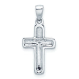 Diamond Cross Charm Pendant in Real 925 Sterling Silver