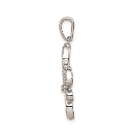 Sterling Silver Fleur-de-Lis Pendant with Cubic Zirconia Accents and Gold Tone Wrap