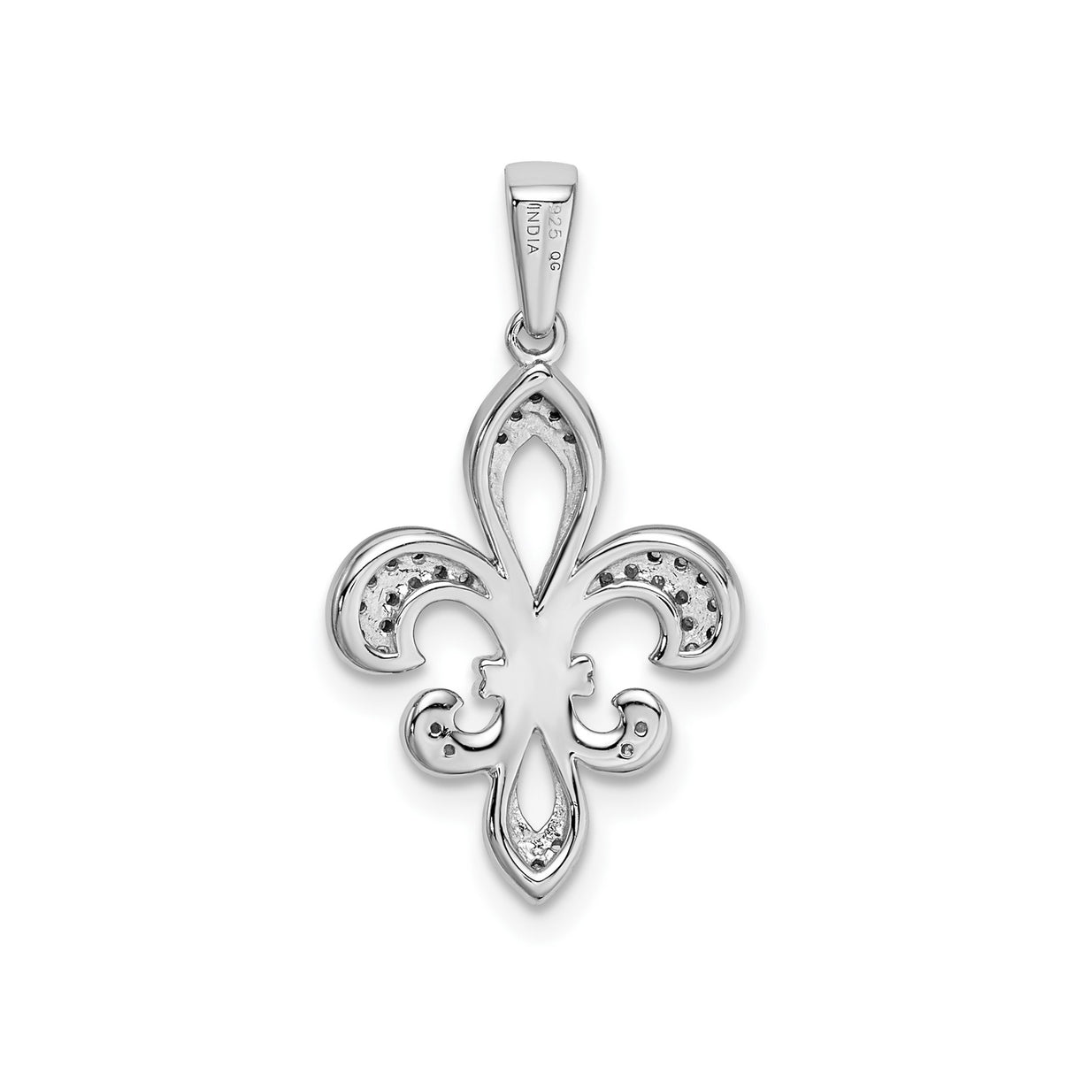 Sterling Silver Fleur-de-Lis Pendant with Diamonds Accents and Gold Tone Wrap