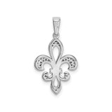 Sterling Silver Fleur-de-Lis Pendant with Diamonds Accents and Gold Tone Wrap