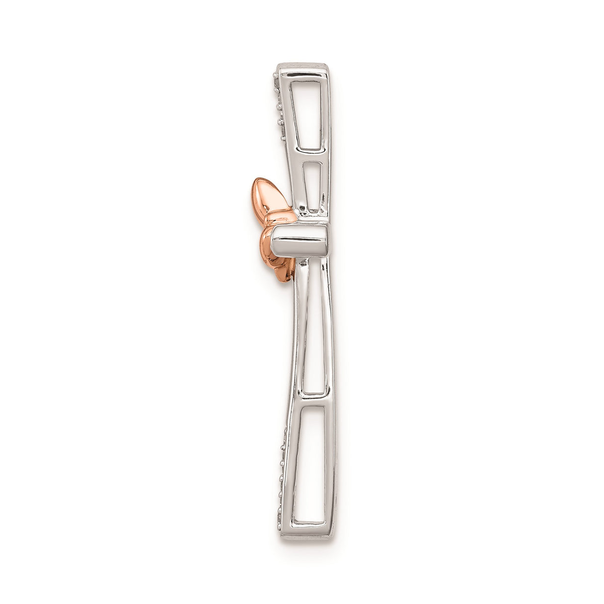 Sterling Silver Cross Pendant with Diamond Butterfly Detail, Modern Faith-Inspired Design