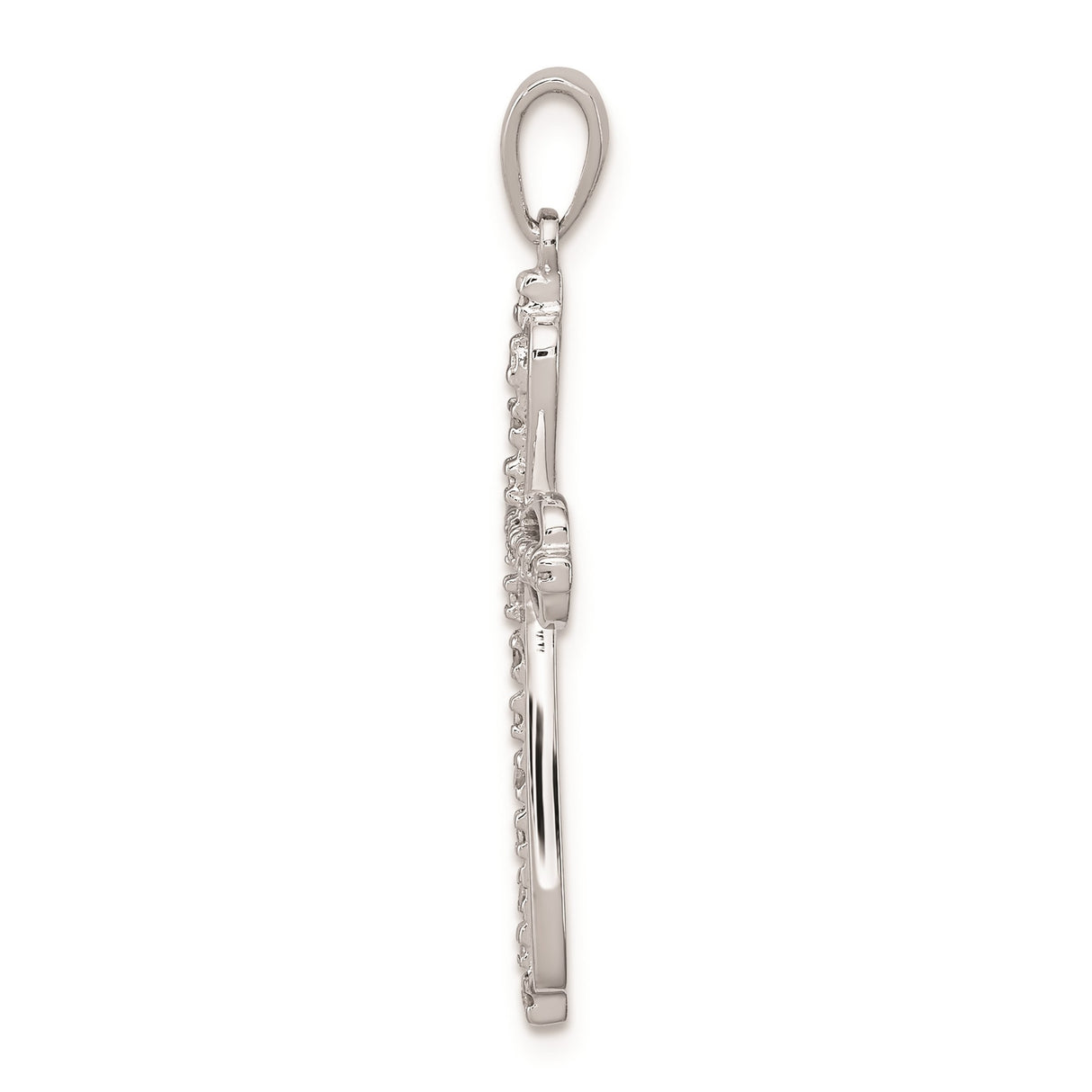Sterling Silver Diamond Cross Pendant with Pavé Detailing, Modern Religious Jewelry