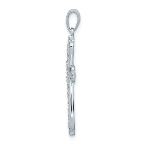 Sterling Silver Diamond Cross Pendant with Pavé Detailing, Modern Religious Jewelry