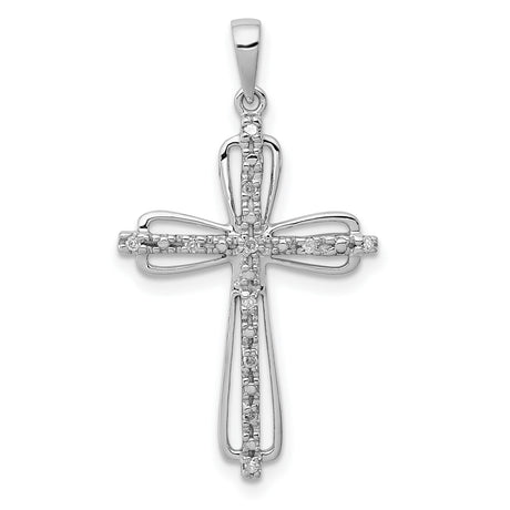 Sterling Silver Diamond Cross Pendant with Pavé Detailing, Modern Religious Jewelry