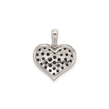 Sterling Silver Heart Pendant with Sapphire Pavé and Diamond Accent Bail for Women