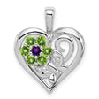 Peridot and Amethyst and Diamond 23x18mm 0.51ct Charm Pendant in Real 925 Sterling Silver