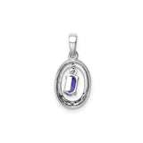 Sterling Silver Pendant with Oval Tanzanite and Diamond Halo, Timeless Formal Jewelry for Women