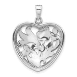 Sterling Silver Heart Pendant with Marcasite and Filigree Floral Design