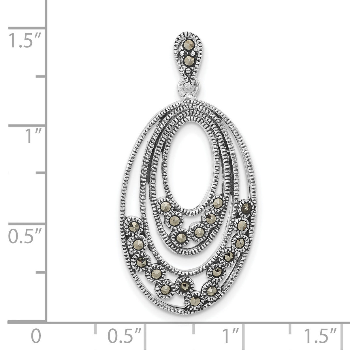 Marcasite Charm Pendant in Real 925 Sterling Silver