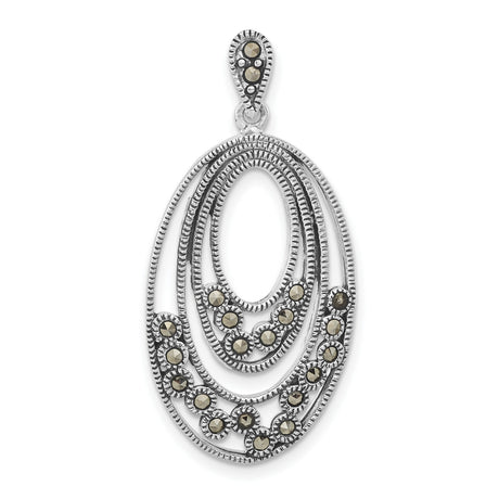 Marcasite Charm Pendant in Real 925 Sterling Silver