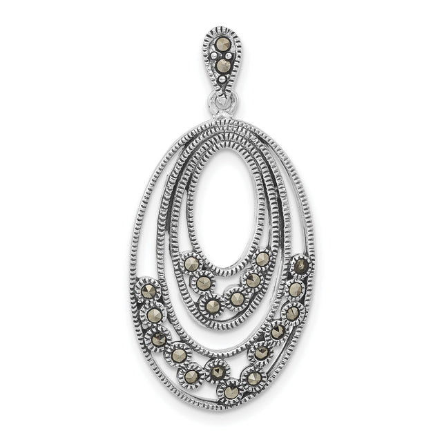 Marcasite Charm Pendant in Real 925 Sterling Silver