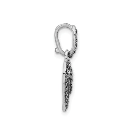 Sterling Silver Heart Pendant with Dual Open Hearts and Marcasite Stones, Vintage Romantic Design