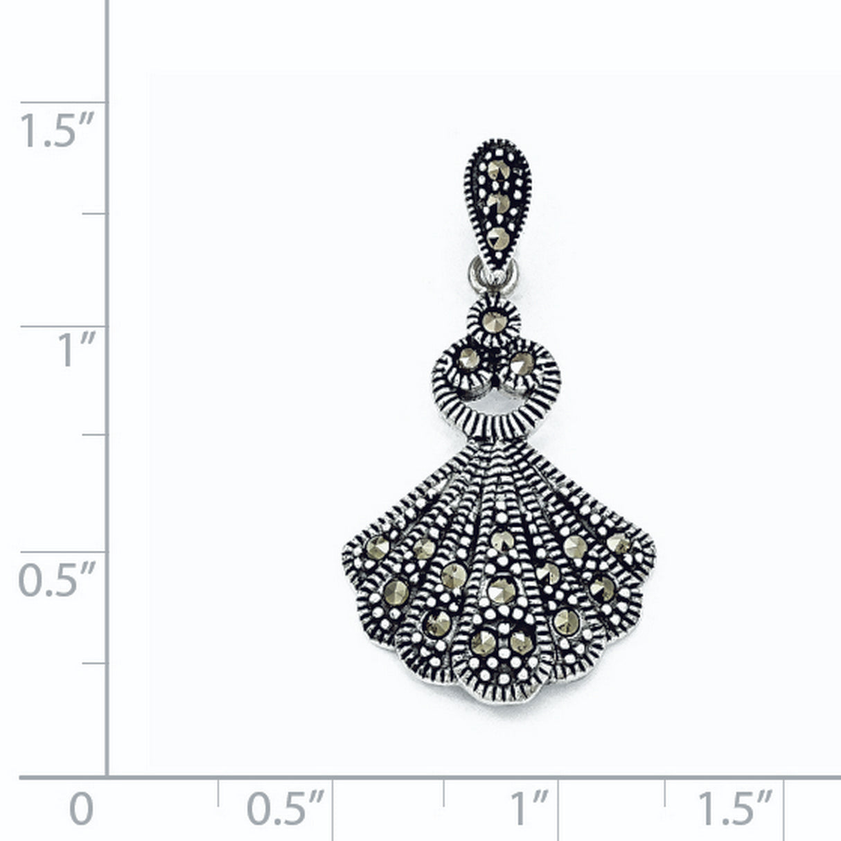 Marcasite Charm Pendant in Real 925 Sterling Silver