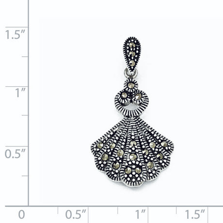Marcasite Charm Pendant in Real 925 Sterling Silver