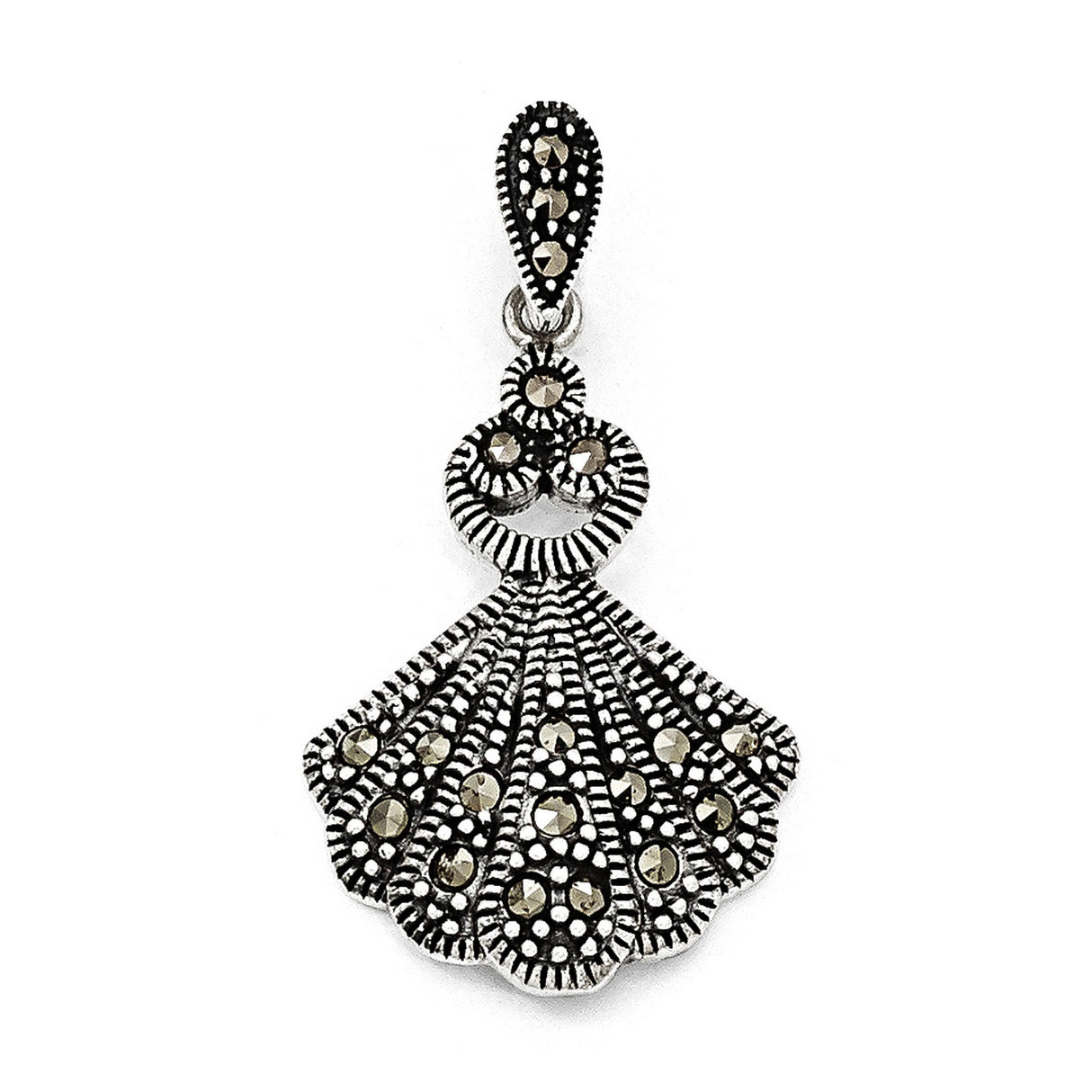 Marcasite Charm Pendant in Real 925 Sterling Silver
