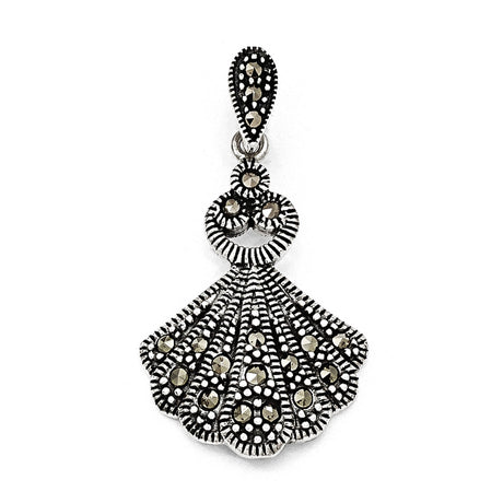 Marcasite Charm Pendant in Real 925 Sterling Silver