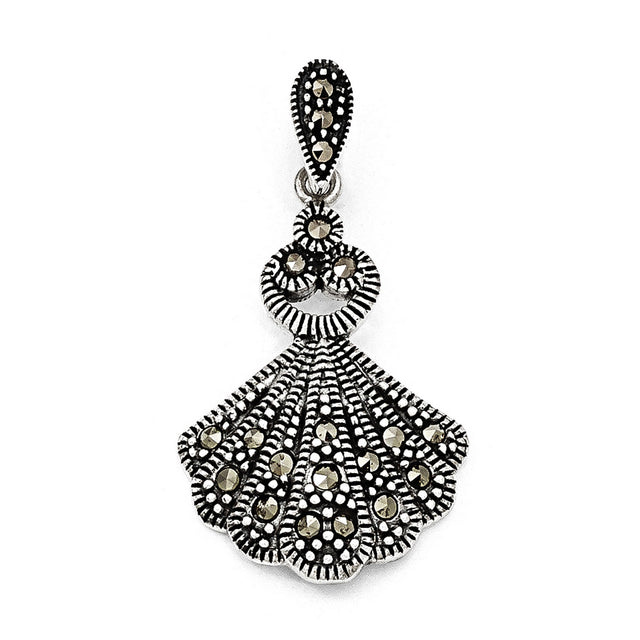Marcasite Charm Pendant in Real 925 Sterling Silver