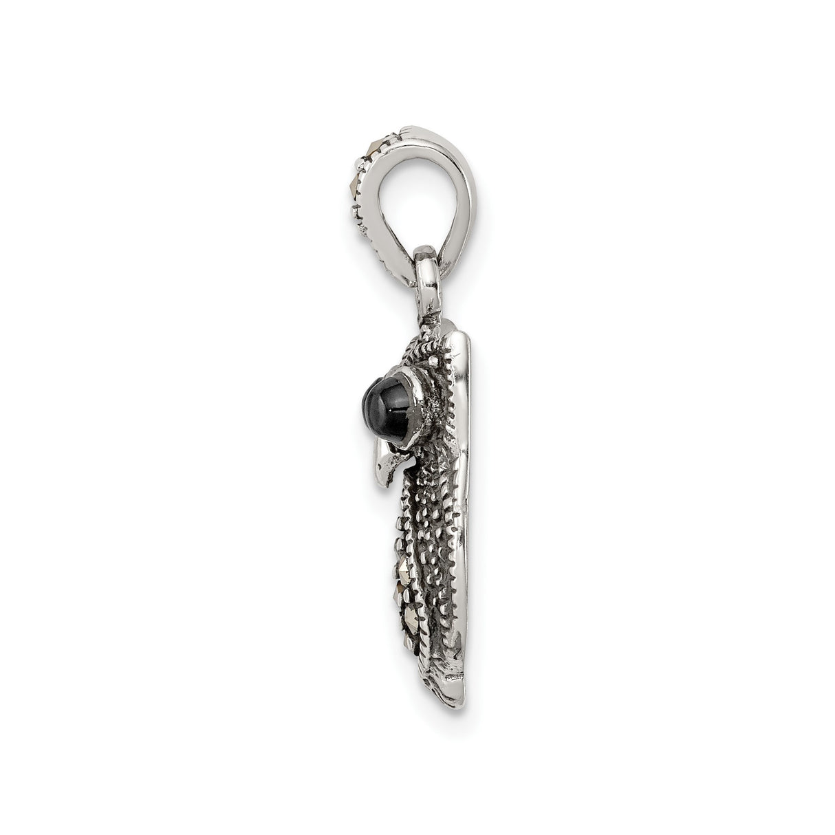 Sterling Silver Owl Pendant with Marcasite and Agate, Nature-Inspired Wisdom Totem Jewelry