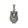 Sterling Silver Owl Pendant with Marcasite and Agate, Nature-Inspired Wisdom Totem Jewelry