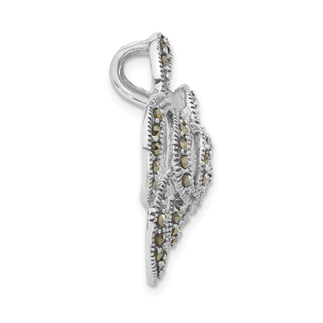 Sterling Silver Rose Brooch with Marcasite Accents, Vintage Layered Openwork Floral Design