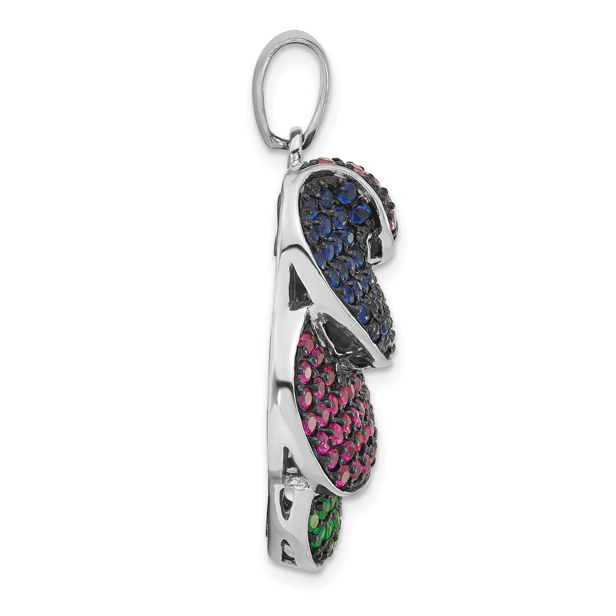 Sterling Silver Teardrop Pendant with Multicolor Cubic Zirconia, Modern Abstract Design