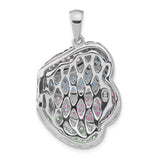 Sterling Silver Teardrop Pendant with Multicolor Cubic Zirconia, Modern Abstract Design