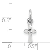 Childs Preciosa Crystal Apr Cross Charm Pendant in Real 925 Sterling Silver