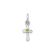 Sterling Silver Cross Pendant with Peridot, Modern Religious Charm for Men and Women