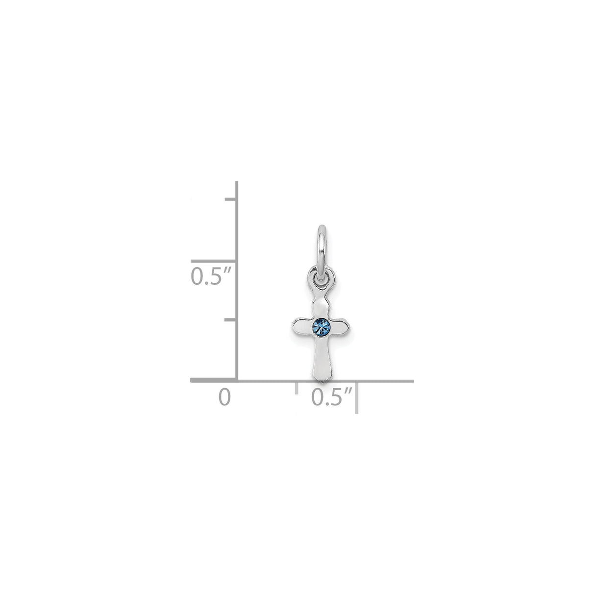 Sterling Silver Cross Pendant with Blue Crystal Center, Spiritual Design for Men and Women