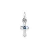 Sterling Silver Cross Pendant with Blue Crystal Center, Spiritual Design for Men and Women