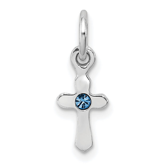 Childs Preciosa Crystal Dec Cross Charm Pendant in Real 925 Sterling Silver
