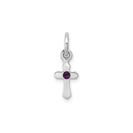 Sterling Silver Cross Pendant with Amethyst Charm, Unisex Spiritual Jewelry