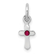 Childs Preciosa Crystal July Cross Charm Pendant in Real 925 Sterling Silver