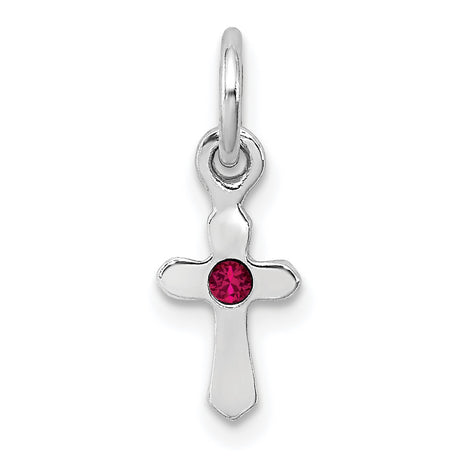 Childs Preciosa Crystal July Cross Charm Pendant in Real 925 Sterling Silver
