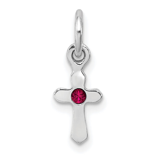 Childs Preciosa Crystal July Cross Charm Pendant in Real 925 Sterling Silver