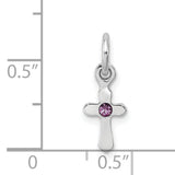 Childs Preciosa Crystal June Cross Charm Pendant in Real 925 Sterling Silver