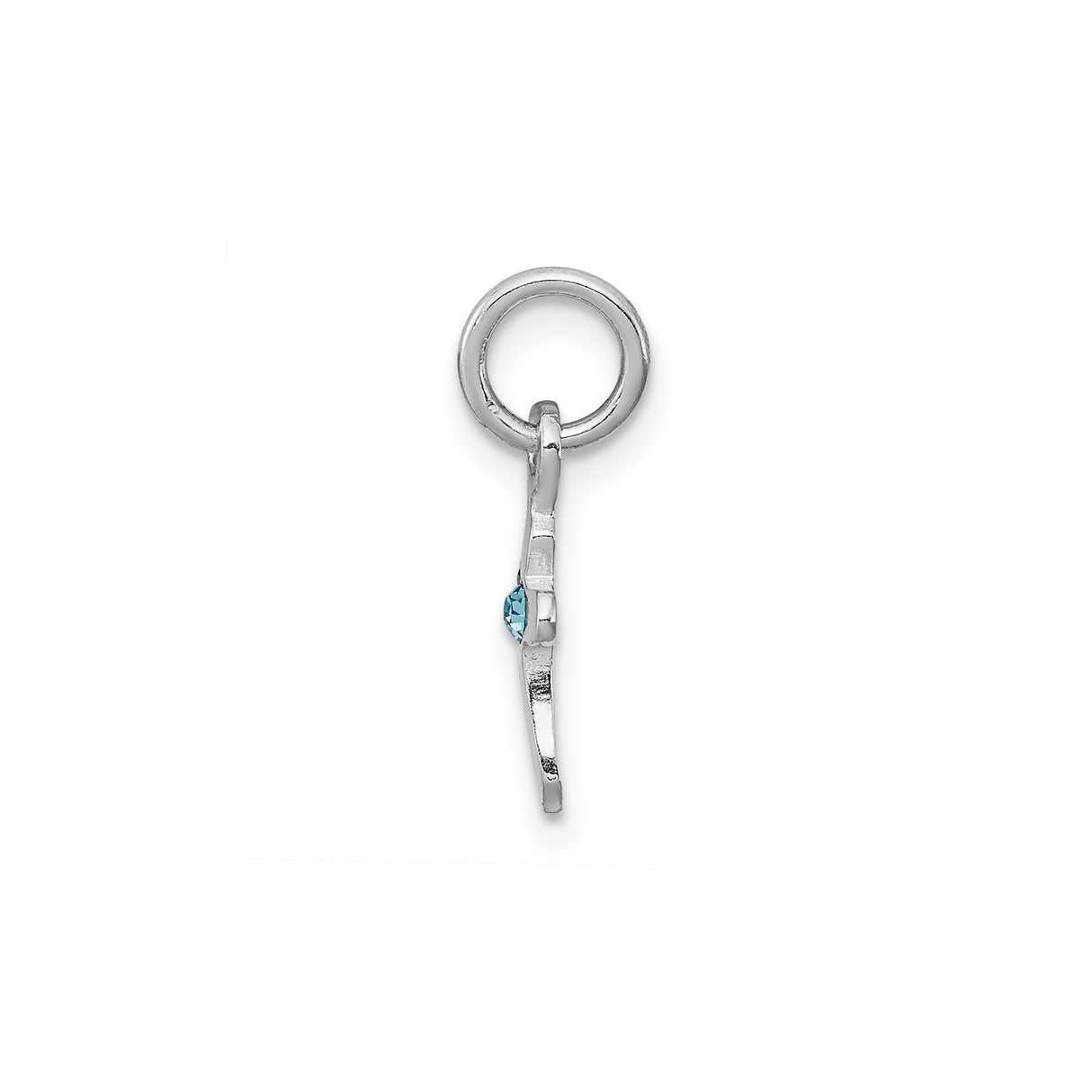 Sterling Silver Cross Pendant with Blue Crystal, Minimalist Mirror Finish Faith Design for Men and Women