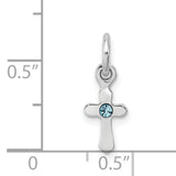Childs Preciosa Crystal Mar Cross Charm Pendant in Real 925 Sterling Silver