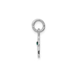 Sterling Silver Cross Pendant with Emerald Green Crystal, Minimalist Religious Charm for Men and Women