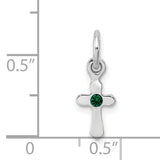 Childs Preciosa Crystal May Cross Charm Pendant in Real 925 Sterling Silver