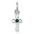 Childs Preciosa Crystal May Cross Charm Pendant in Real 925 Sterling Silver